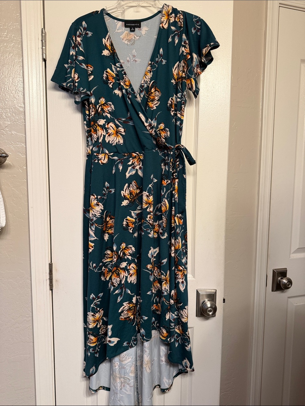 Emerald Floral High Low Dress in Green
